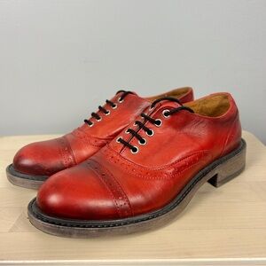 MIZ MOOZ Michael Leather Oxford Brogue Shoe Sz‎ 7 Lace Up Distressed Academic
